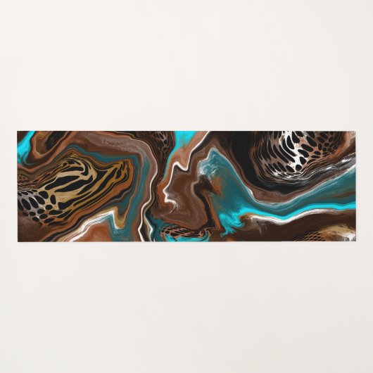 Turquoise Safari Digital Fluid Art Yogamat (Achterkant (horizontaal))