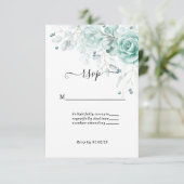 Turquoise sage greens Floral Wedding RSVP Kaartje (Staand voorkant)