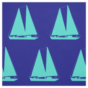 Turquoise Sailboot op marineblauw kustdek Stof