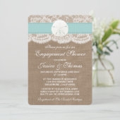 Turquoise Sand Dollar Beach Verloving Shower Kaart (Staand voorkant)