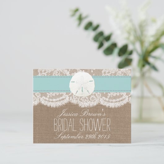 Turquoise Sand Dollar Beach Vrijgezellenfeest Rece Uitnodiging Briefkaart (Staand voorkant)