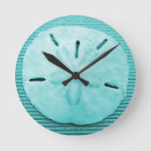 Turquoise Sand Dollar Ronde Klok (Voorkant)