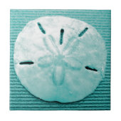 Turquoise Sand Dollar Tegeltje (Voorkant)