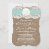 Turquoise Sand Dollar Wedding Rehearsal Dinner Kaart (Voorkant)