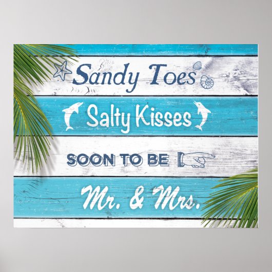 Turquoise Sandy Toes Salty Kisses de heer & Mrs. P Poster (Voorkant)