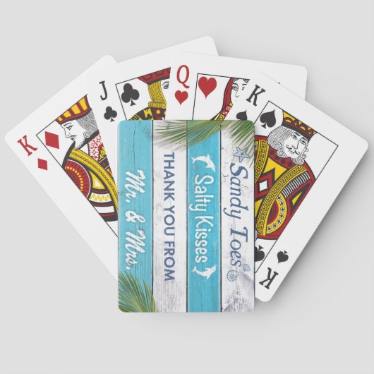 Turquoise Sandy Toes Salty Kisses Deck of Cards Pokerkaarten (Achterkant)