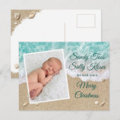 Turquoise Sandy Toes Salty Kisses Merry Kerstmis Briefkaart (Voorkant / Achterkant)