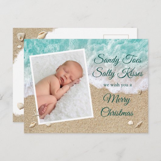 Turquoise Sandy Toes Salty Kisses Merry Kerstmis Briefkaart (Voorkant / Achterkant)