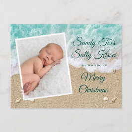 Turquoise Sandy Toes Salty Kisses Merry Kerstmis Briefkaart