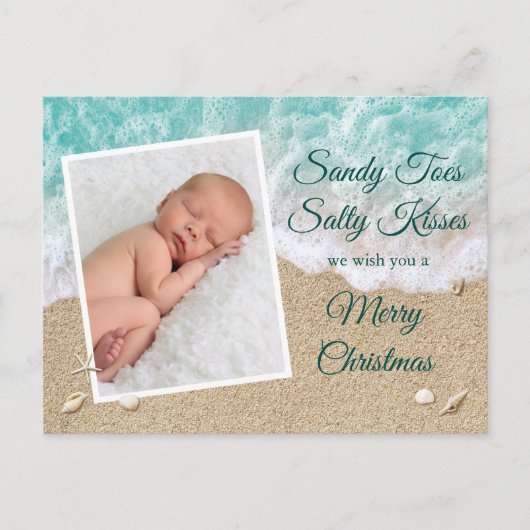 Turquoise Sandy Toes Salty Kisses Merry Kerstmis Briefkaart (Voorkant)