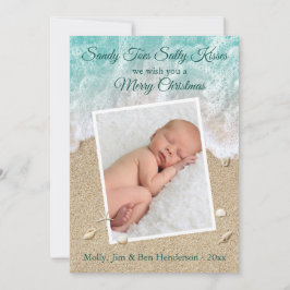 Turquoise Sandy Toes Salty Kisses Merry Kerstmis Feestdagenkaart