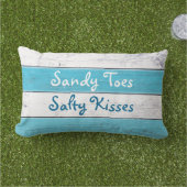 Turquoise Sandy Toes Salty Kisses Outdoor Pillow Buitenkussen (Gras)