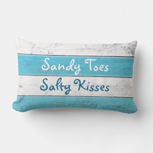 Turquoise Sandy Toes Salty Kisses Outdoor Pillow Buitenkussen (Voorkant)