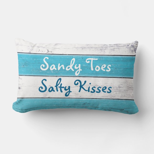 Turquoise Sandy Toes Salty Kisses Pillow Kussen (Voorkant)