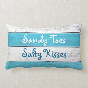 Turquoise Sandy Toes Salty Kisses Pillow Kussen