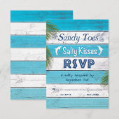 Turquoise Sandy Toes Salty Kisses RSVP (Voorkant / Achterkant)