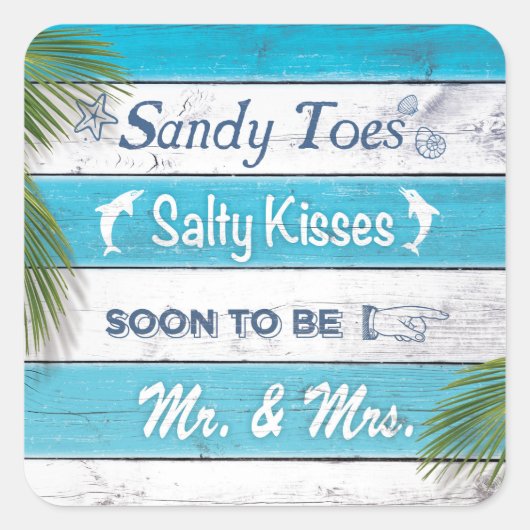 Turquoise Sandy Toes Salty Kisses Sticker (Voorkant)