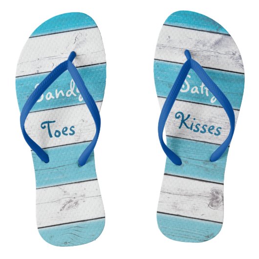 Turquoise Sandy Toes Salty Kisses Teenslippers (Voetbed)