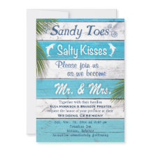 Turquoise Sandy Toes Salty Kisses Wedding Invite
