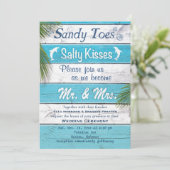 Turquoise Sandy Toes Salty Kisses Wedding Invite Kaart (Staand voorkant)
