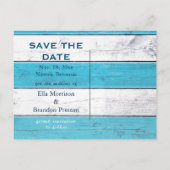 Turquoise Sandy Toes Zoute Kusjes Save the Date Aankondigingskaart (Achterkant)