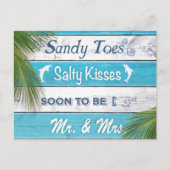 Turquoise Sandy Toes Zoute Kusjes Save the Date Aankondigingskaart (Voorkant)