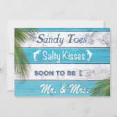 Turquoise Sandy Toes Zoute Kusjes Verlovingsfeest Kaart (Voorkant)