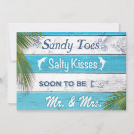 Turquoise Sandy Toes Zoute Kusjes Verlovingsfeest Kaart
