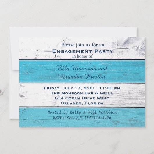 Turquoise Sandy Toes Zoute Kusjes Verlovingsfeest Kaart (Achterkant)