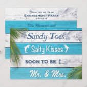 Turquoise Sandy Toes Zoute Kusjes Verlovingsfeest Kaart (Voorkant / Achterkant)