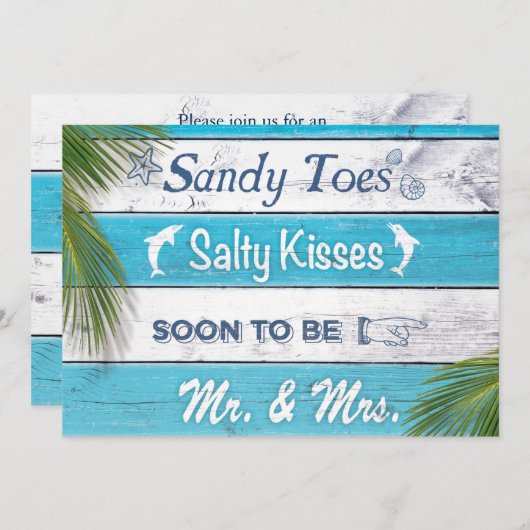 Turquoise Sandy Toes Zoute Kusjes Verlovingsfeest Kaart (Voorkant / Achterkant)