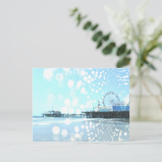 Turquoise Santa Monica Pier Spiderweb Briefkaart (Staand voorkant)