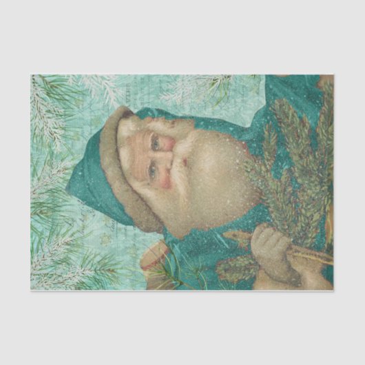 Turquoise Santa Tissuepapier (Voorkant)