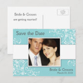 Turquoise Save the Date Foto Briefkaarten (Voorkant / Achterkant)