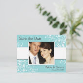 Turquoise Save the Date Foto Briefkaarten (Staand voorkant)