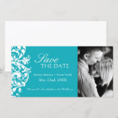 Turquoise Save the Date-fotokaart Date (Voorkant / Achterkant)