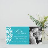 Turquoise Save the Date-fotokaart Date (Staand voorkant)