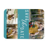 Turquoise Save the Date Wedding 3 Foto's Magneet (Horizontaal)
