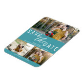 Turquoise Save the Date Wedding 3 Foto's Magneet (Linkerzijde)