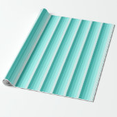 Turquoise-schaduwstrepen Cadeaupapier (Uitgerold)