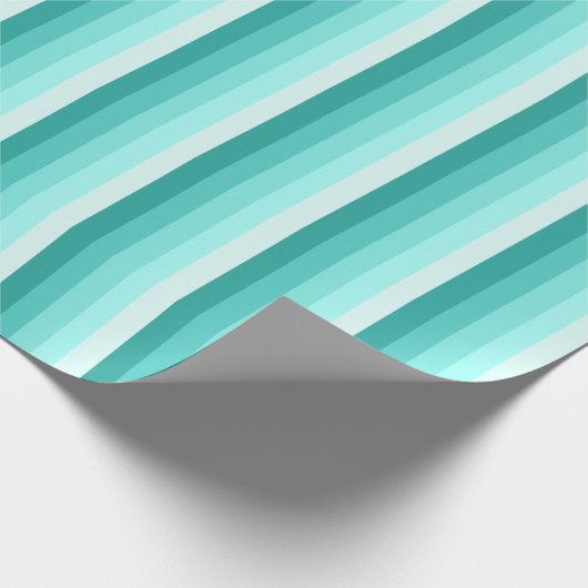 Turquoise-schaduwstrepen Cadeaupapier (Hoek)