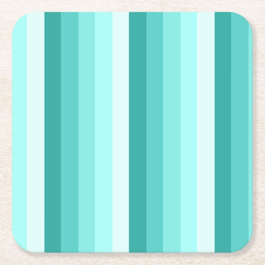 Turquoise-schaduwstrepen Kartonnen Onderzetters (Voorkant)