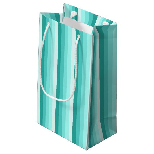 Turquoise-schaduwstrepen Klein Cadeauzakje (Achterkant Gekanteld)
