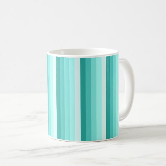 Turquoise-schaduwstrepen Koffiemok (Voorkant rechts)