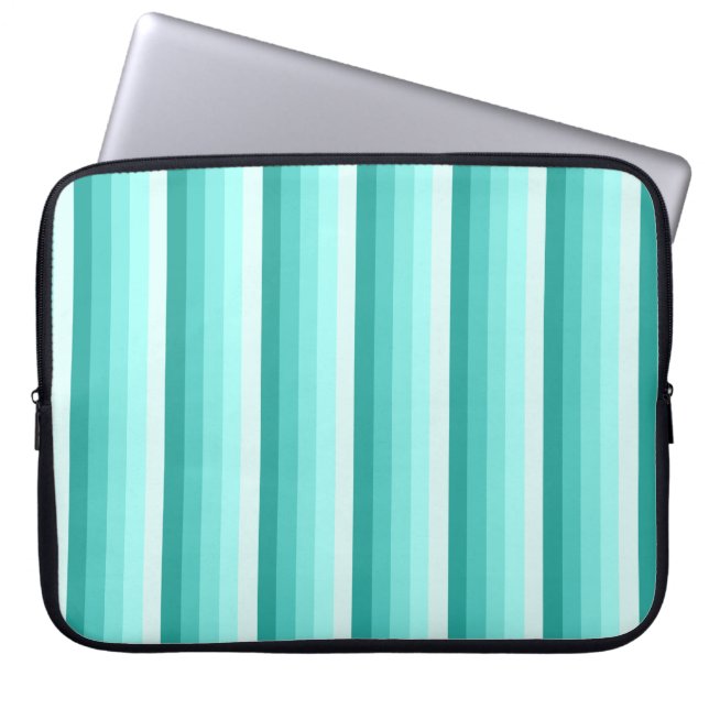 Turquoise-schaduwstrepen Laptop Sleeve (Voorkant)