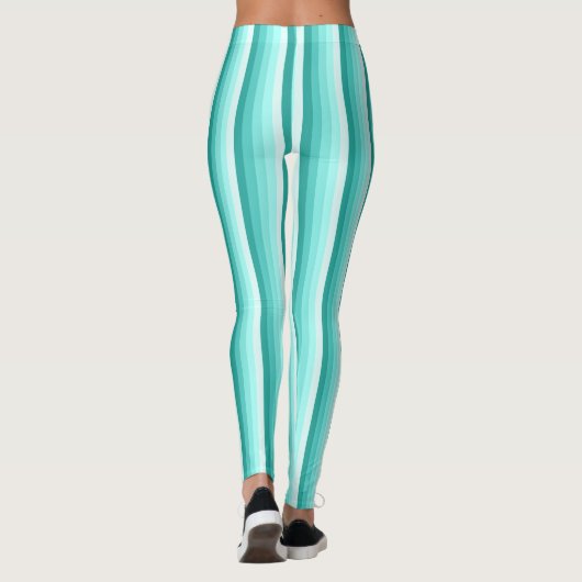 Turquoise-schaduwstrepen Leggings (Achterkant)