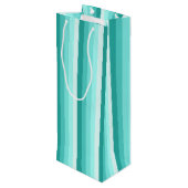 Turquoise-schaduwstrepen Wijn Cadeautas (Achterkant Gekanteld)