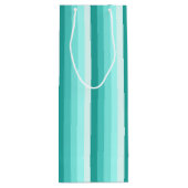 Turquoise-schaduwstrepen Wijn Cadeautas (Achterkant)
