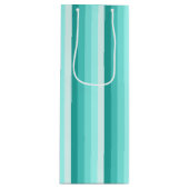 Turquoise-schaduwstrepen Wijn Cadeautas (Voorkant)