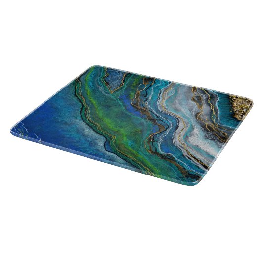 Turquoise schatgeode snijplank (Hoek)